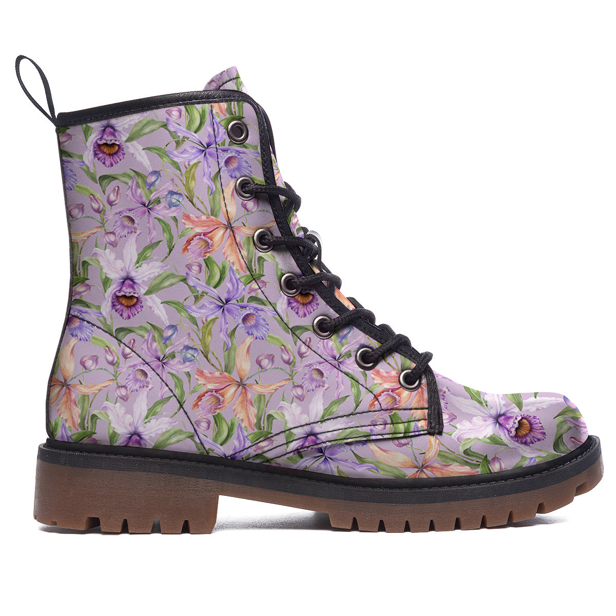 Cattleya Colorful Watercolor Print Work Boots-grizzshop