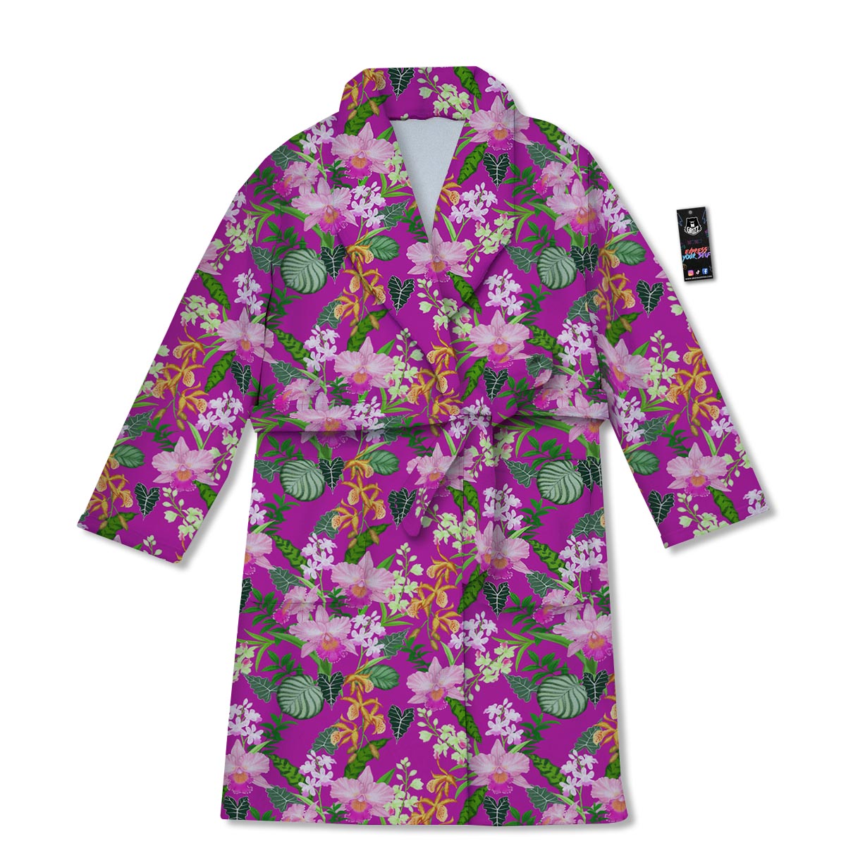 Cattleya Tropical Print Pattern Bathrobe-grizzshop
