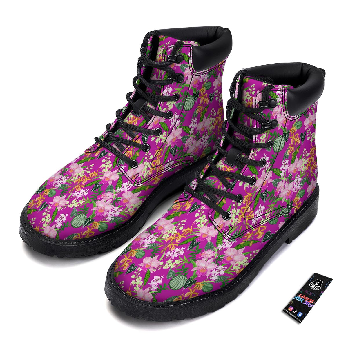 Cattleya Tropical Print Pattern Boots-grizzshop