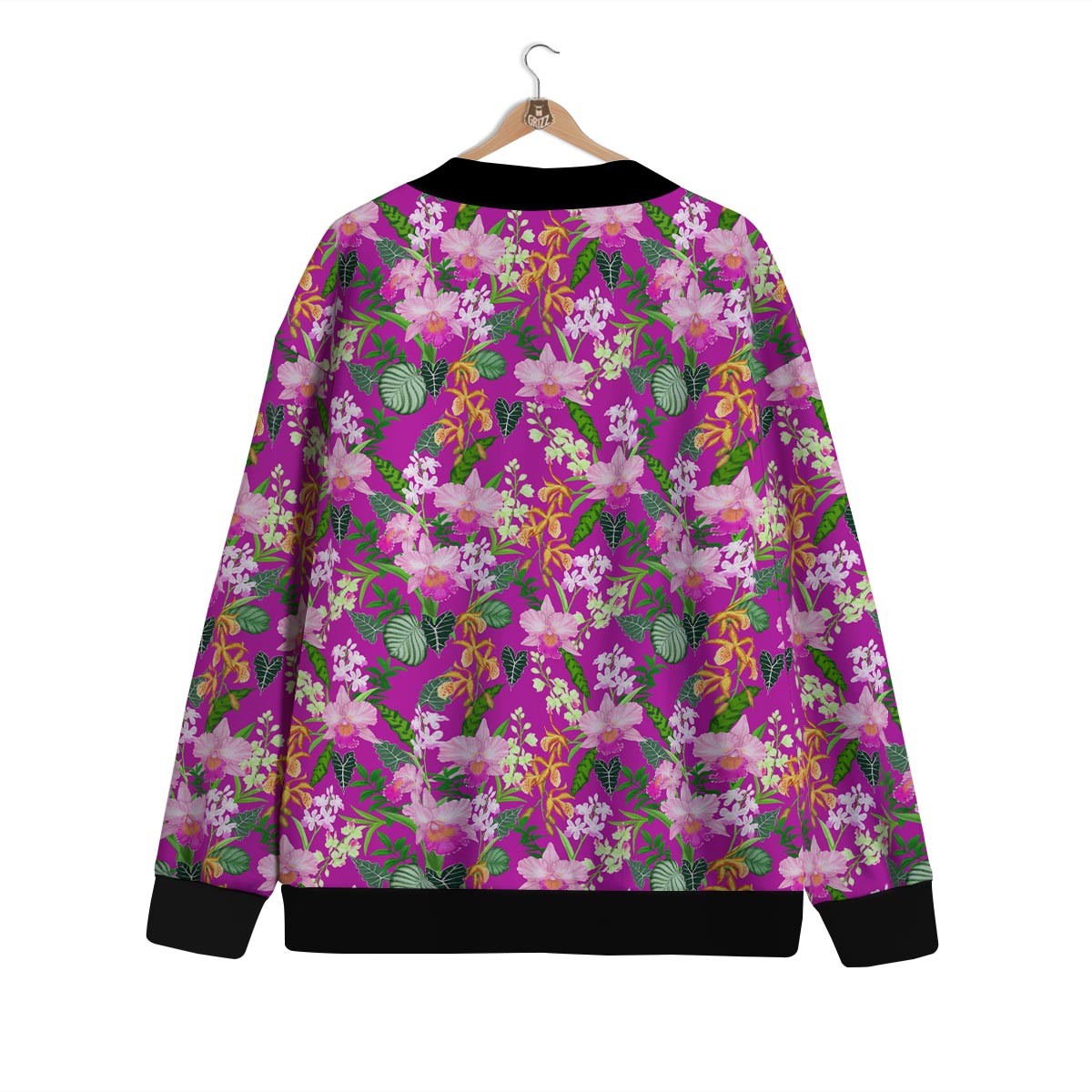 Cattleya Tropical Print Pattern Cardigan-grizzshop