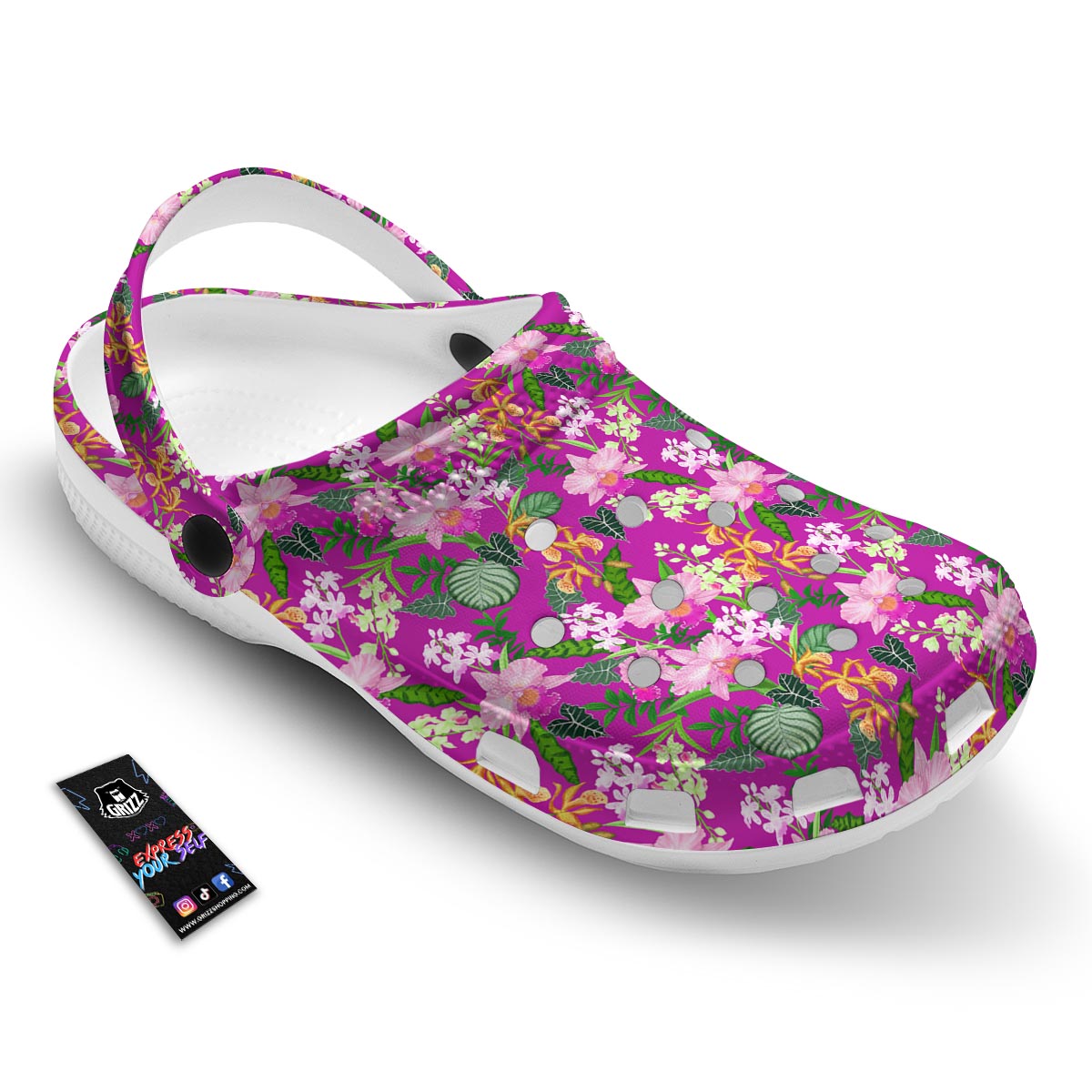 Cattleya Tropical Print Pattern Clog-grizzshop