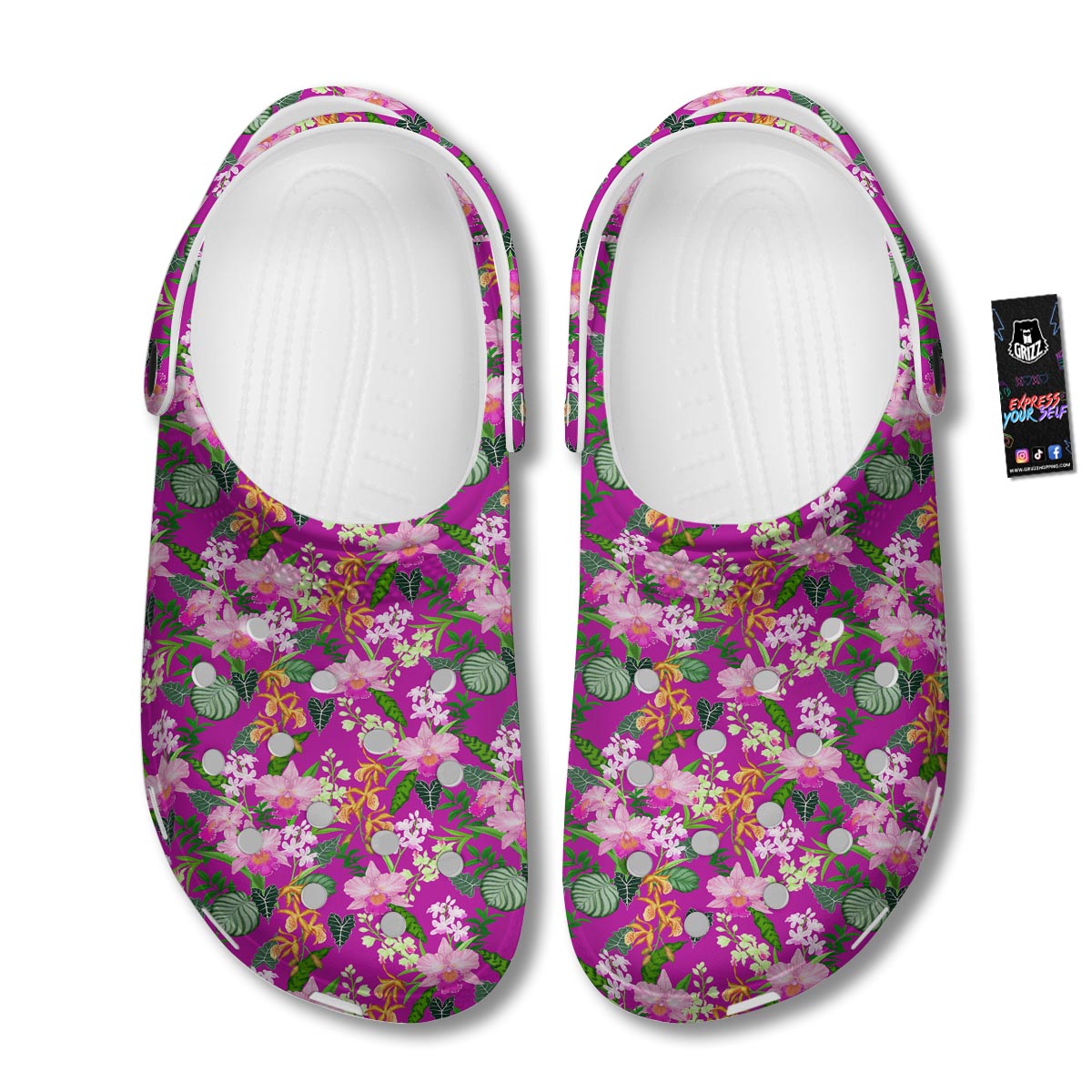 Cattleya Tropical Print Pattern Clog-grizzshop