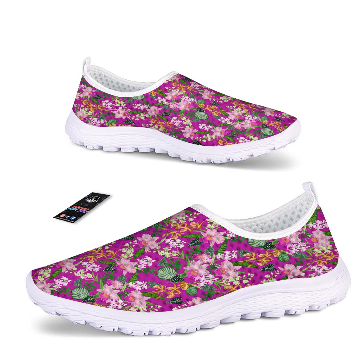 Cattleya Tropical Print Pattern Nurse Shoes-grizzshop