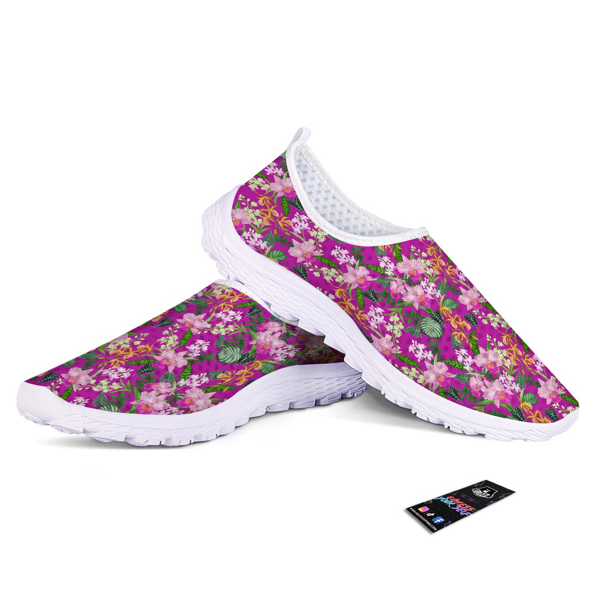 Cattleya Tropical Print Pattern Nurse Shoes-grizzshop