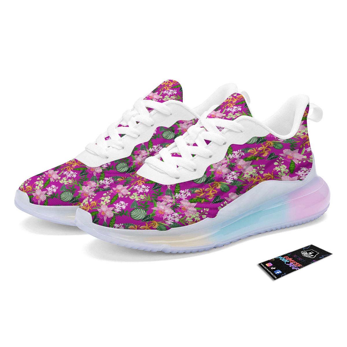 Cattleya Tropical Print Pattern Running Sneakers-grizzshop