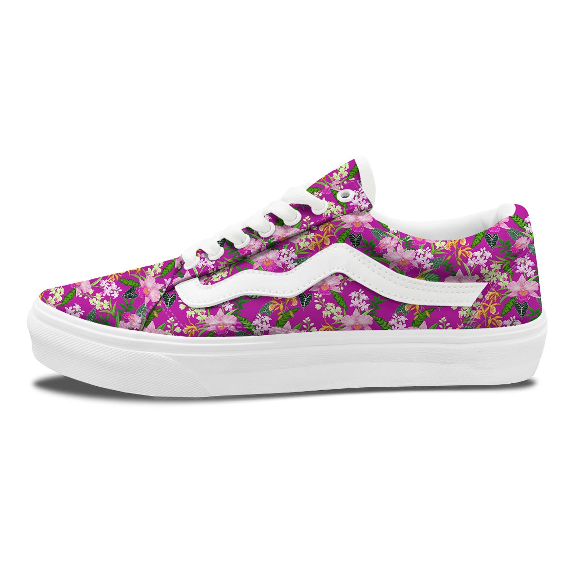 Cattleya Tropical Print Pattern Skate Shoes-grizzshop