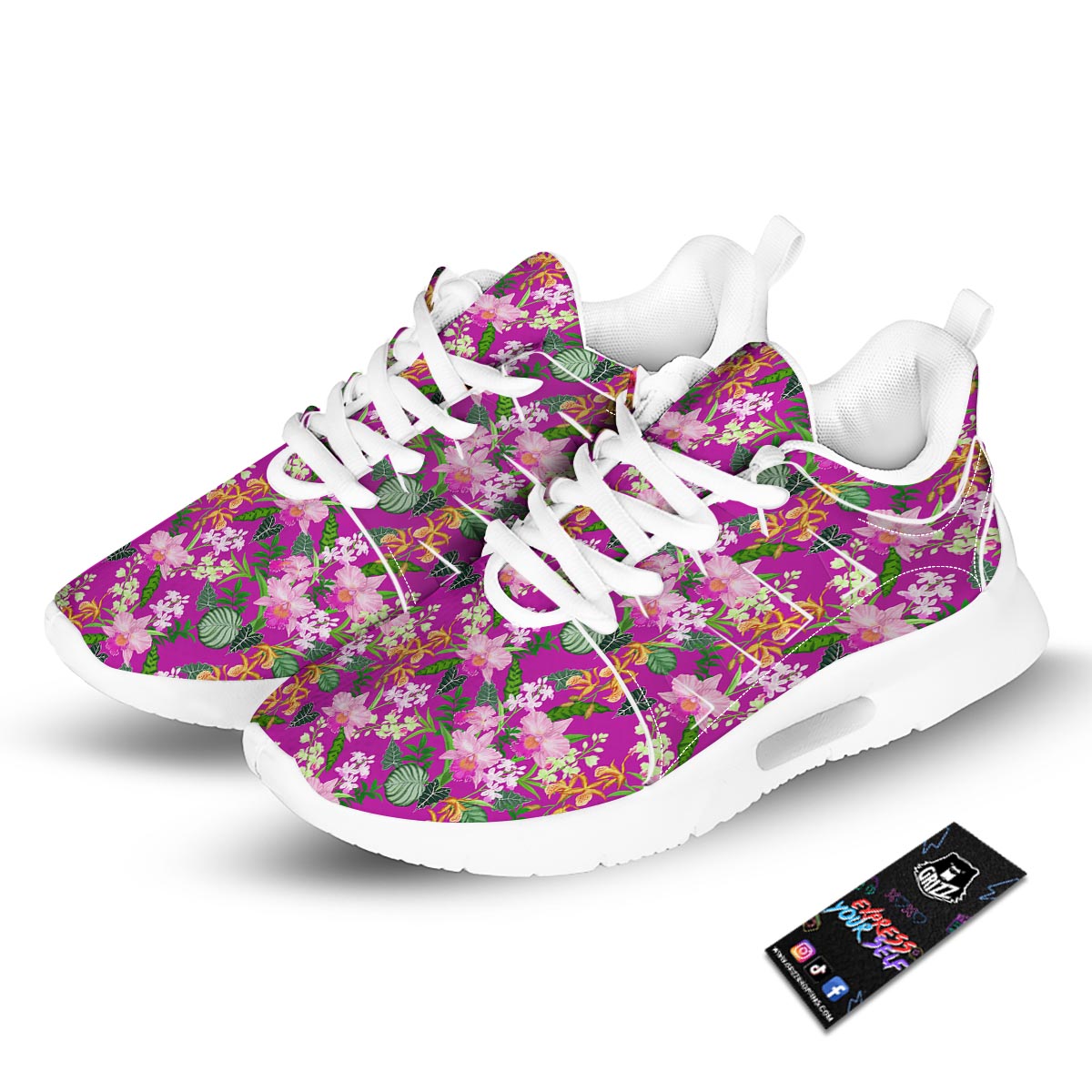 Cattleya Tropical Print Pattern Tennis Shoes-grizzshop
