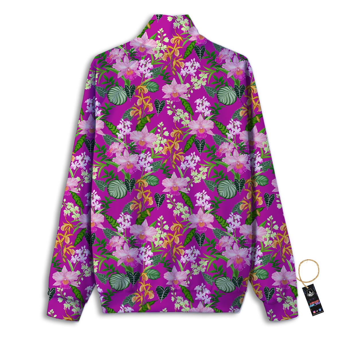 Cattleya Tropical Print Pattern Track Jacket-grizzshop