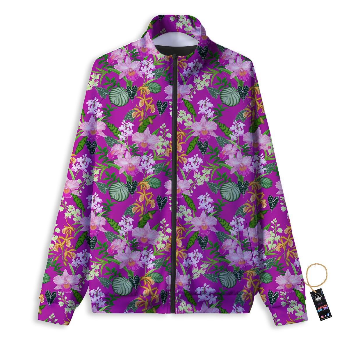Cattleya Tropical Print Pattern Track Jacket-grizzshop