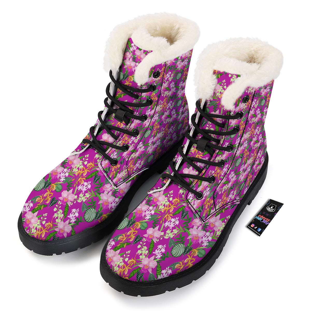 Cattleya Tropical Print Pattern Winter Boots-grizzshop