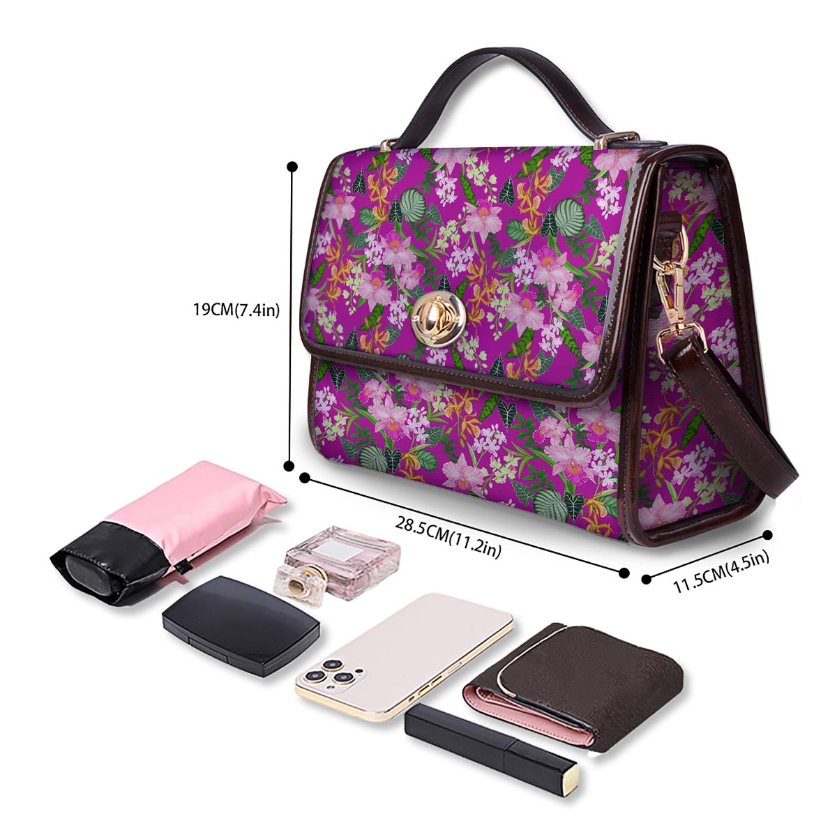 Cattleya Tropical Print Pattern Women's Satchel Bag-grizzshop