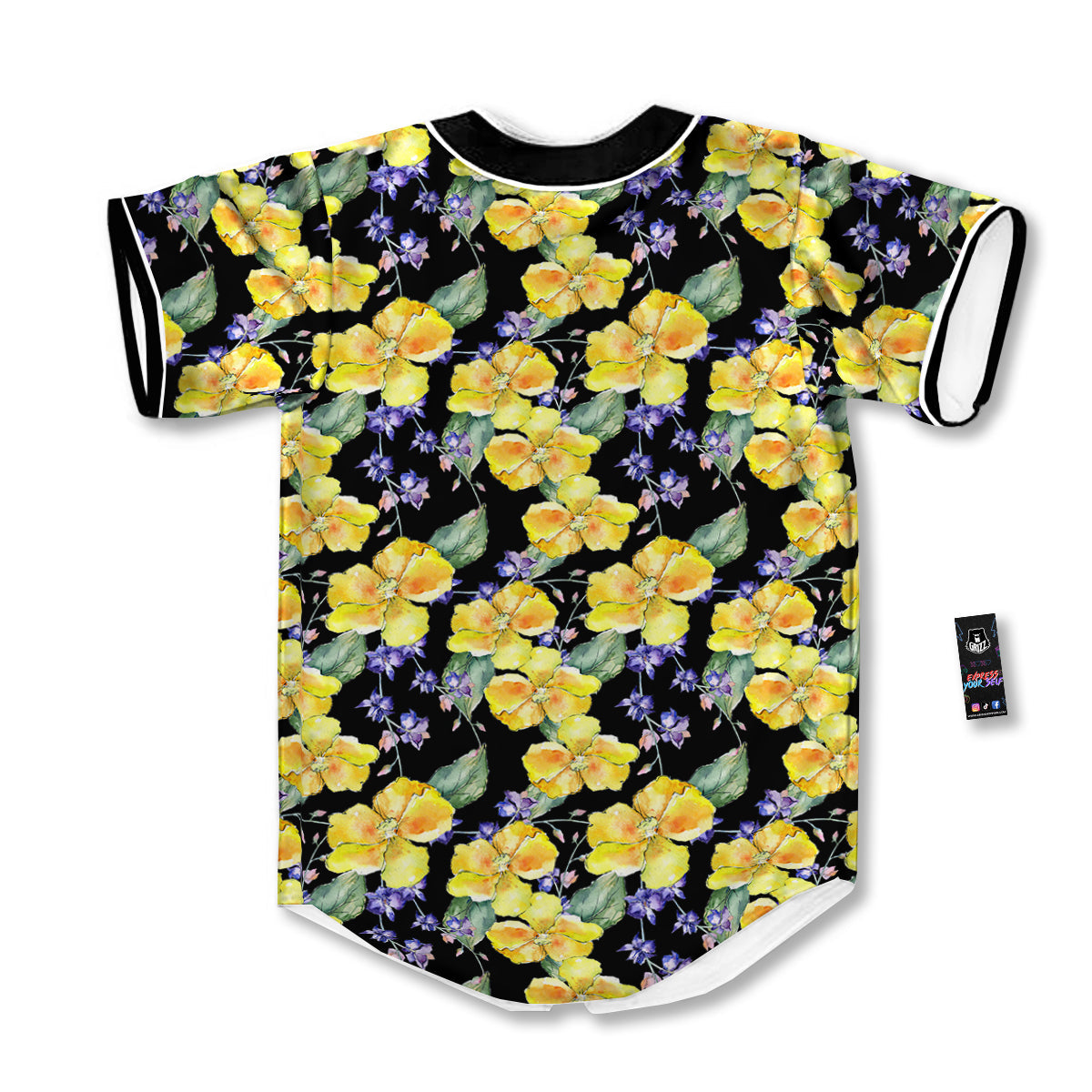 Cattleya Watercolor Print Pattern Baseball Jersey-grizzshop