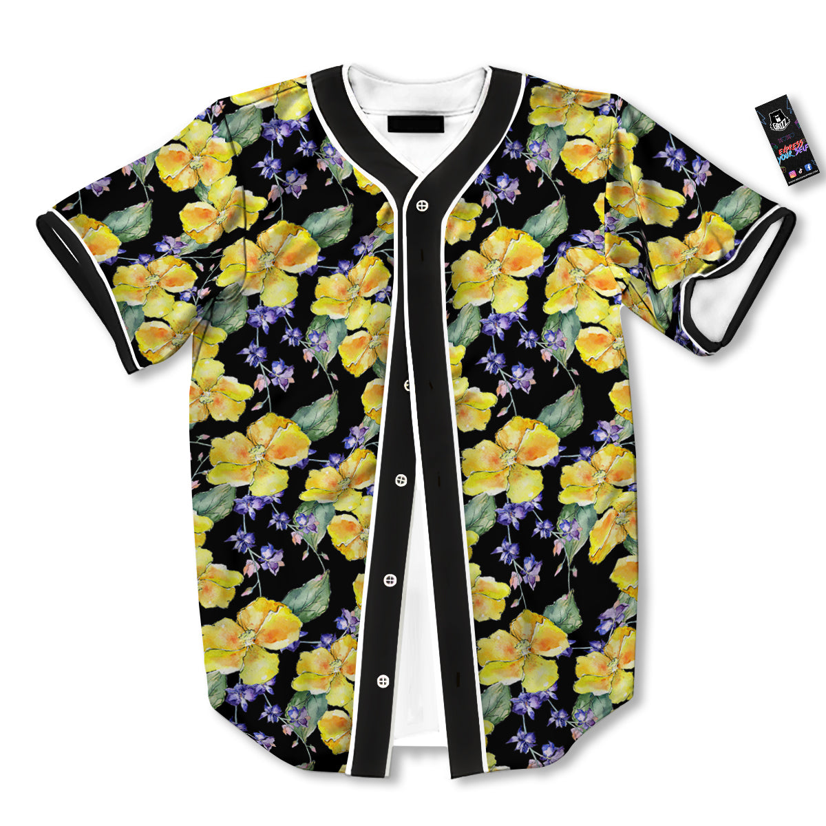 Cattleya Watercolor Print Pattern Baseball Jersey-grizzshop
