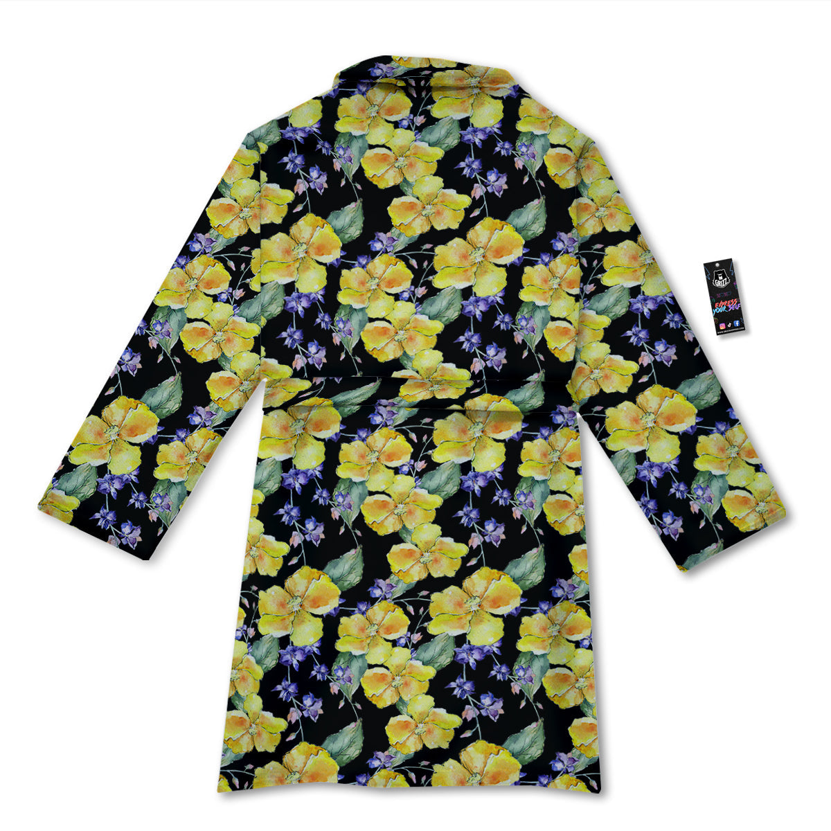 Cattleya Watercolor Print Pattern Bathrobe-grizzshop