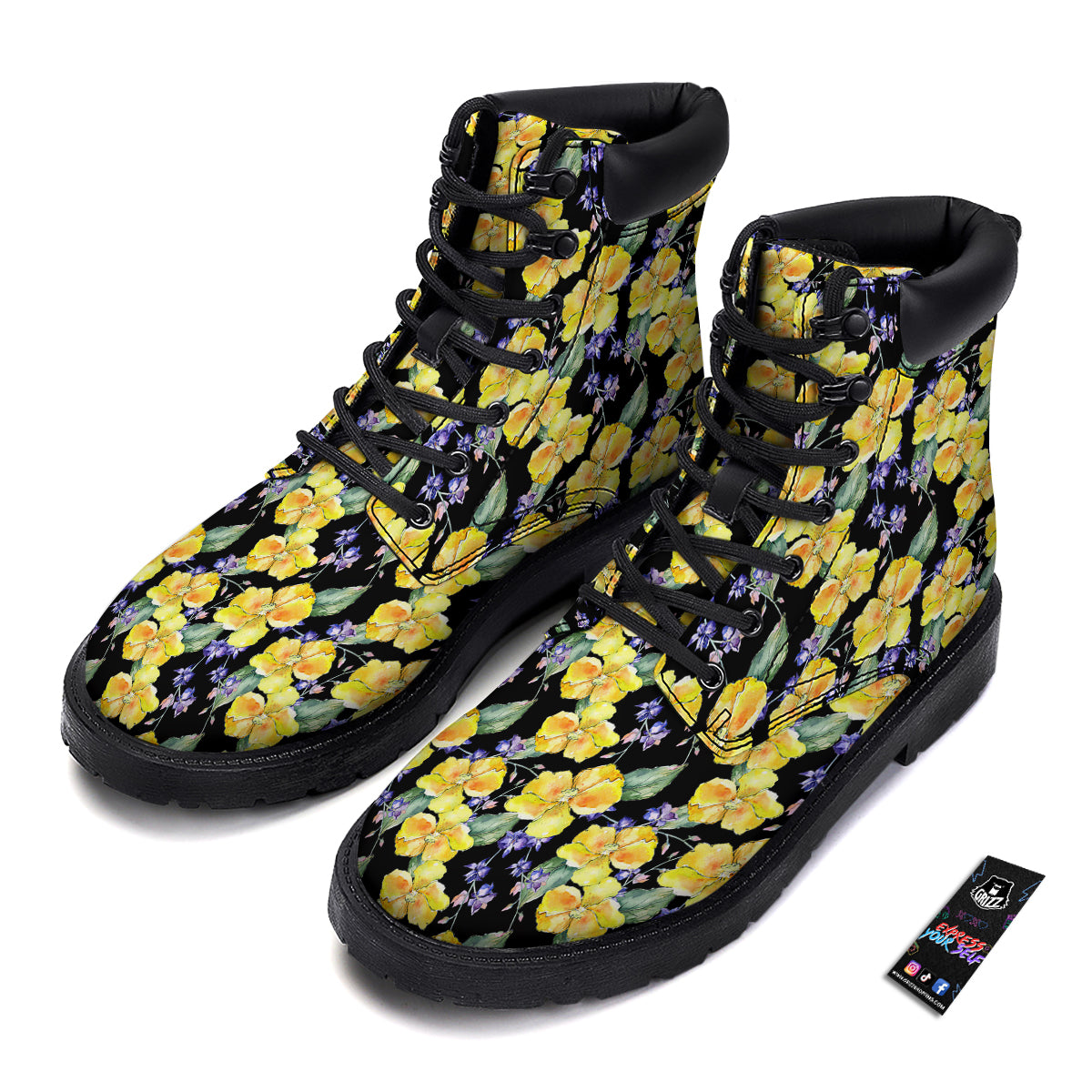 Cattleya Watercolor Print Pattern Boots-grizzshop