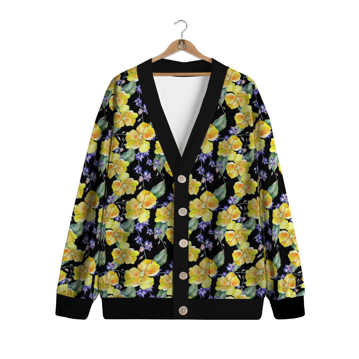 Cattleya Watercolor Print Pattern Cardigan-grizzshop