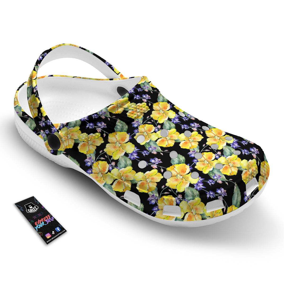 Cattleya Watercolor Print Pattern Clog-grizzshop