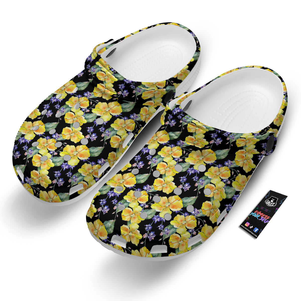 Cattleya Watercolor Print Pattern Clog-grizzshop