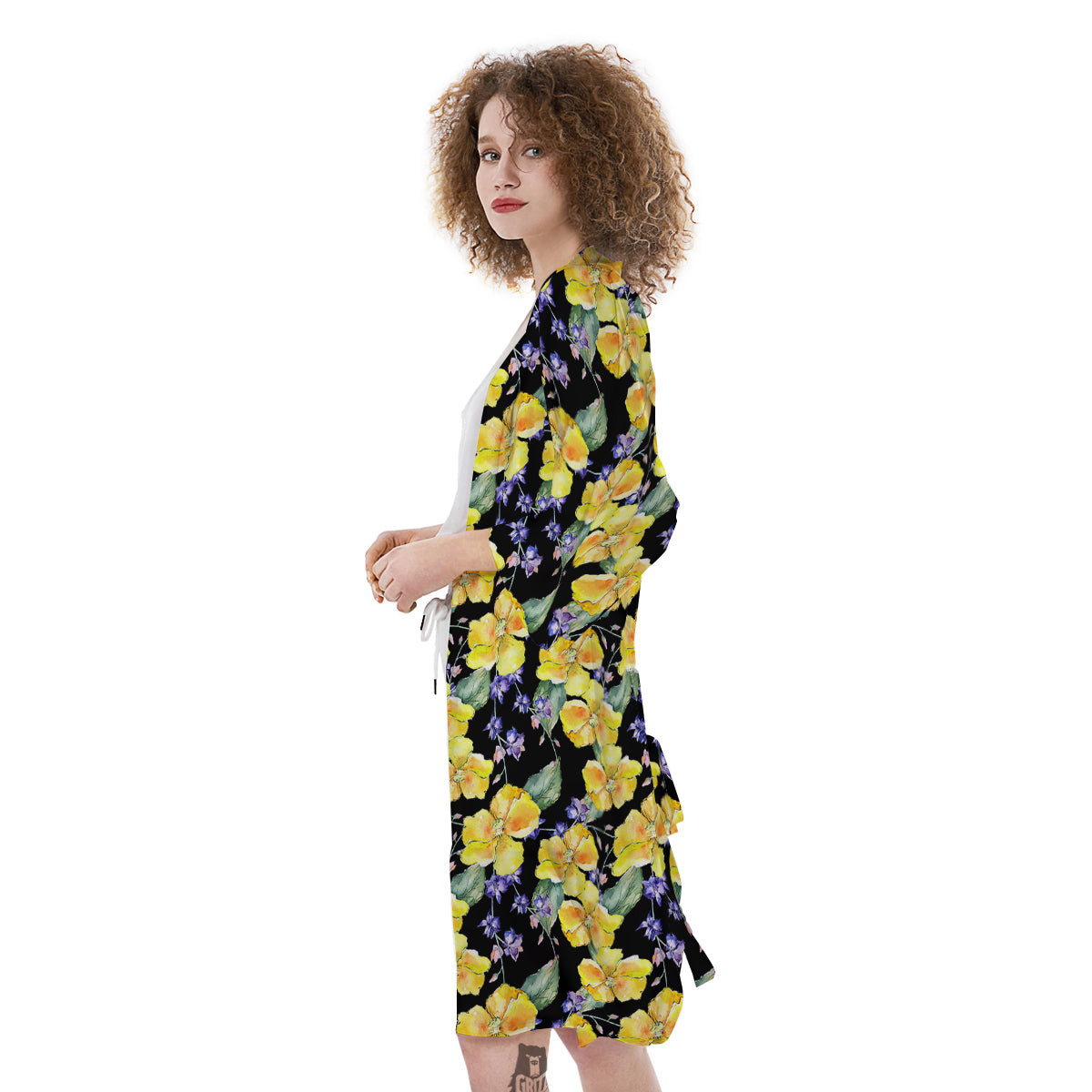 Cattleya Watercolor Print Pattern Kimono-grizzshop