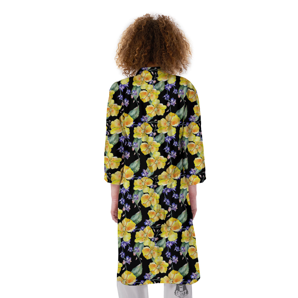 Cattleya Watercolor Print Pattern Kimono-grizzshop