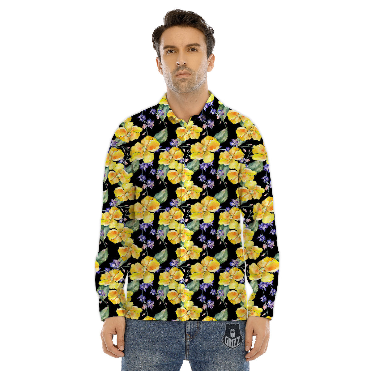 Cattleya Watercolor Print Pattern Men's Dress Shirts-grizzshop