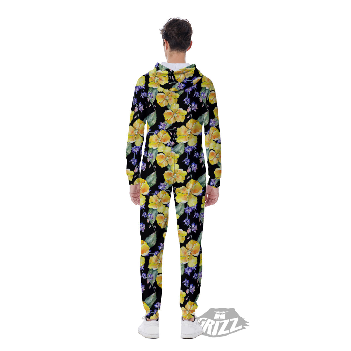 Cattleya Watercolor Print Pattern Men's Jumpsuit-grizzshop