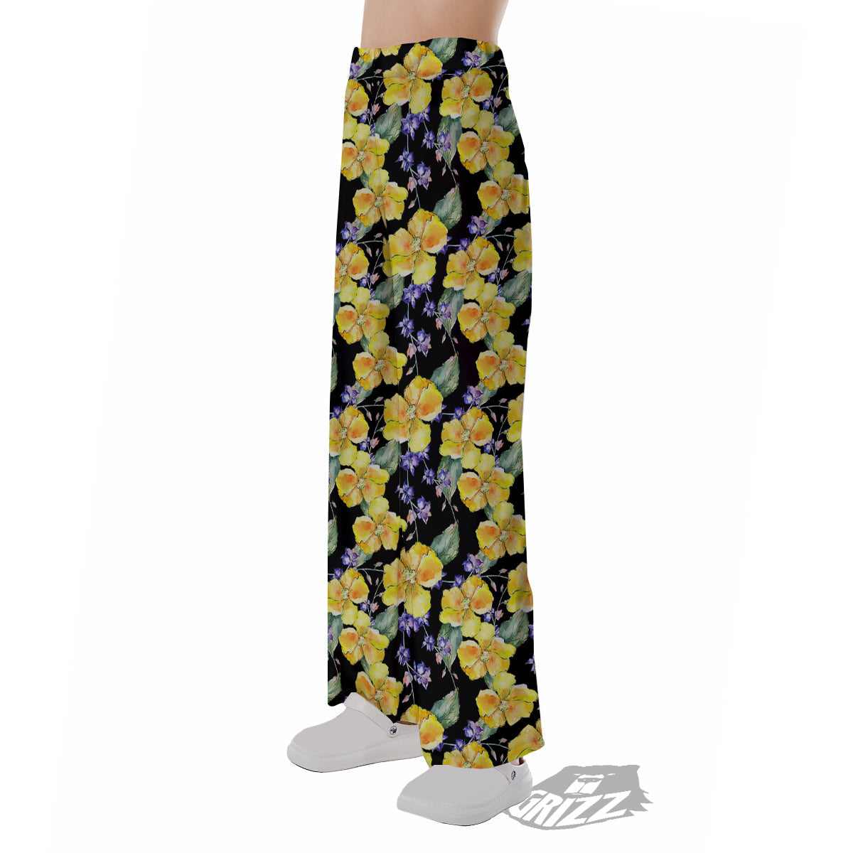 Cattleya Watercolor Print Pattern Pajama Pants-grizzshop