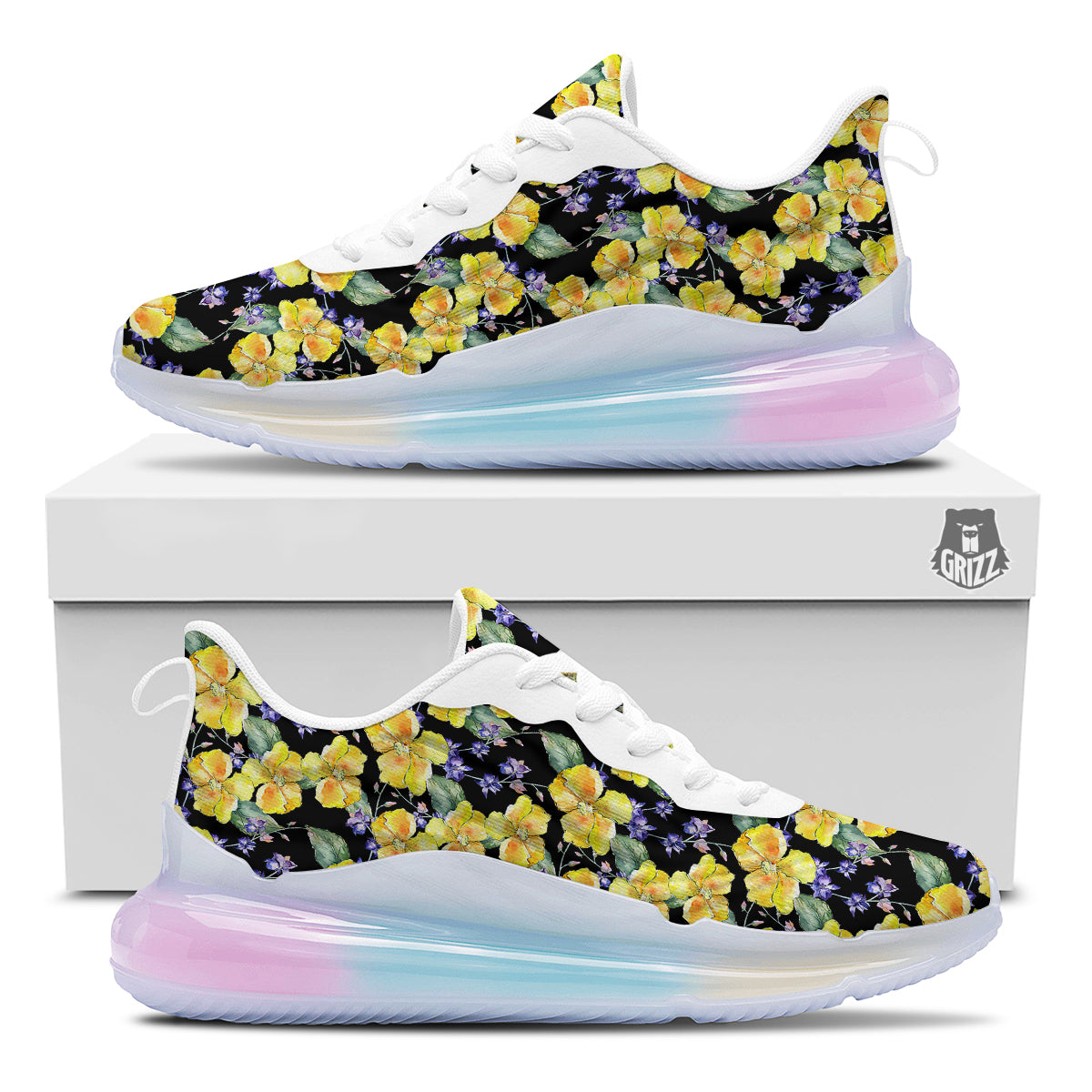 Cattleya Watercolor Print Pattern Running Sneakers-grizzshop