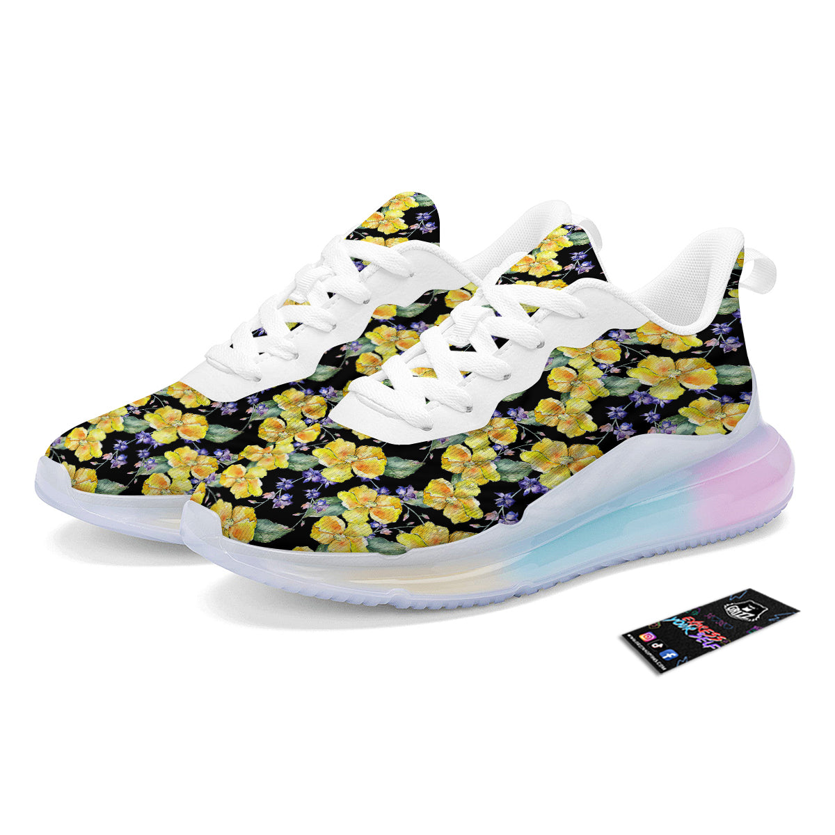 Cattleya Watercolor Print Pattern Running Sneakers-grizzshop