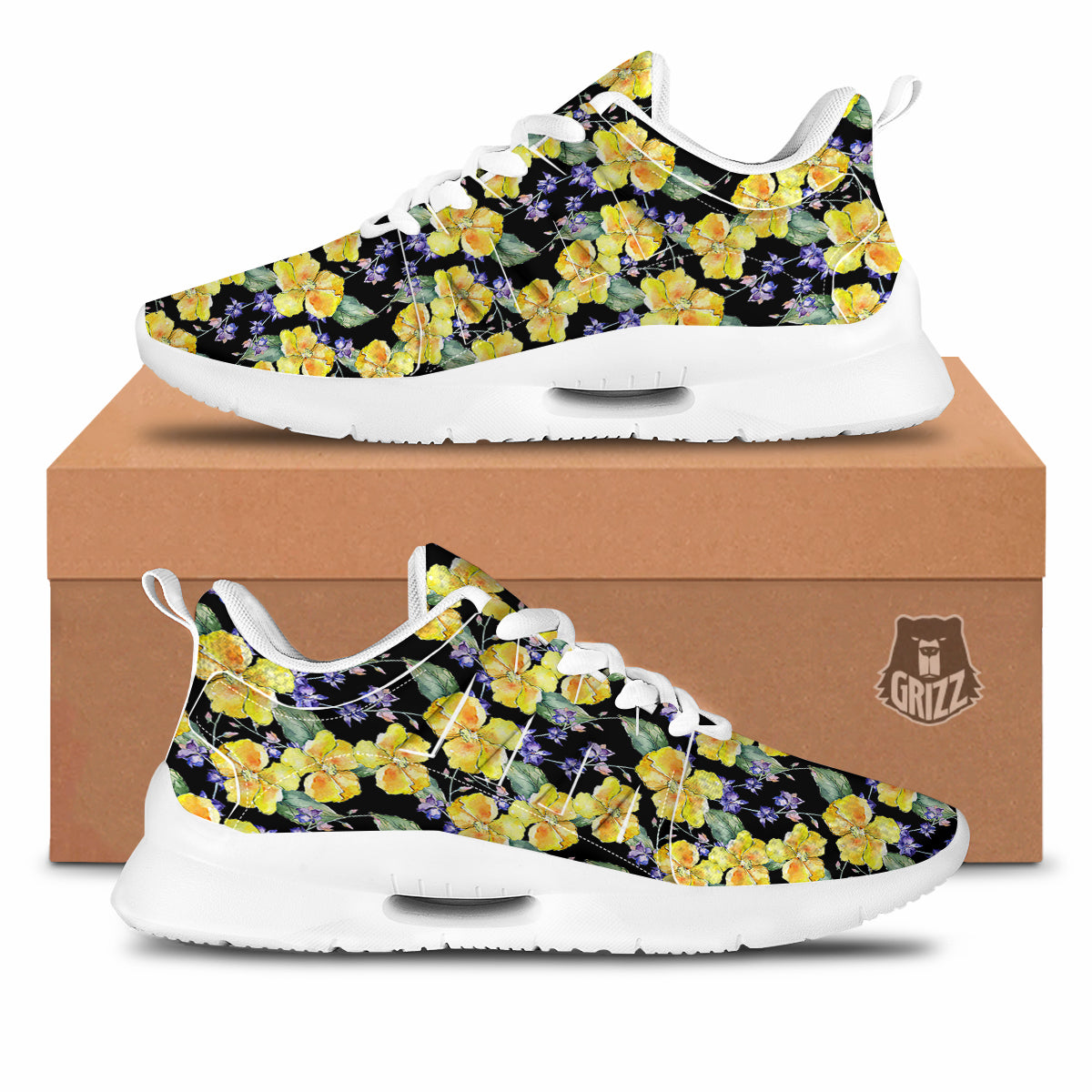 Cattleya Watercolor Print Pattern Tennis Shoes-grizzshop