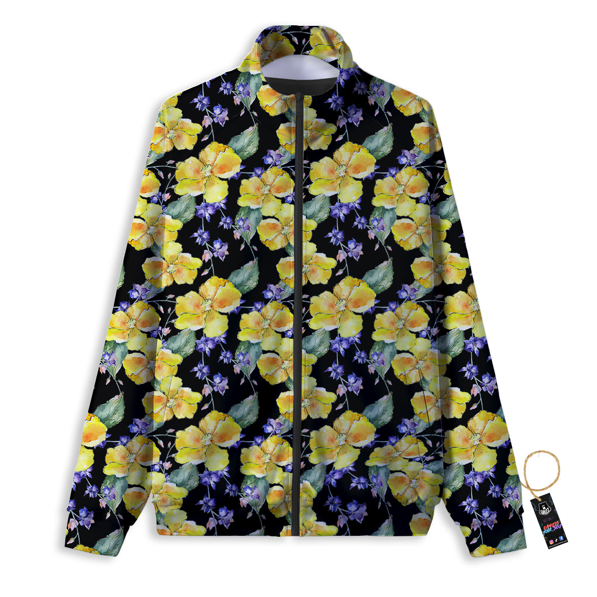 Cattleya Watercolor Print Pattern Track Jacket-grizzshop