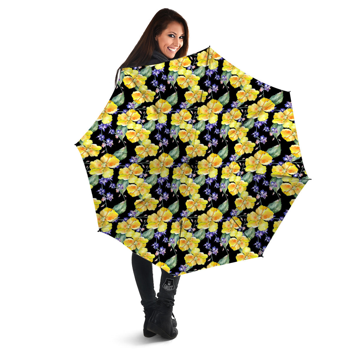 Cattleya Watercolor Print Pattern Umbrella-grizzshop