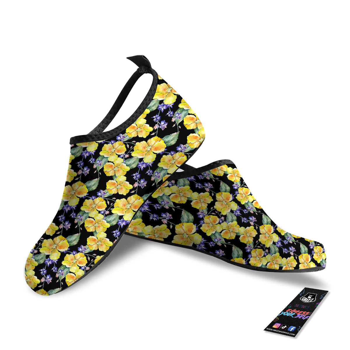 Cattleya Watercolor Print Pattern Water Shoes-grizzshop