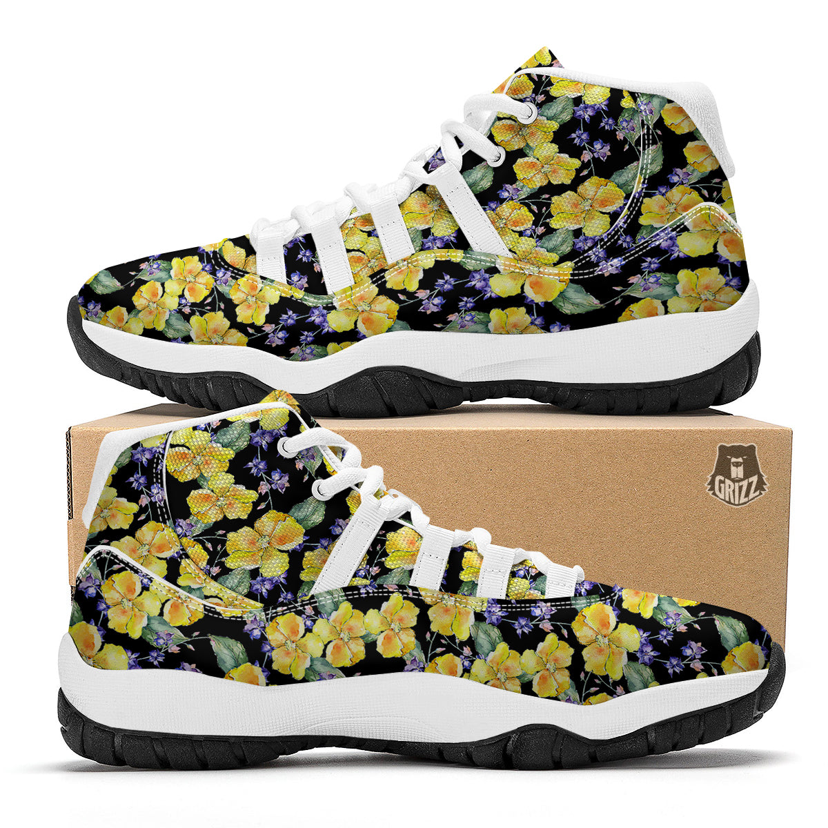 Cattleya Watercolor Print Pattern White Bball Shoes-grizzshop