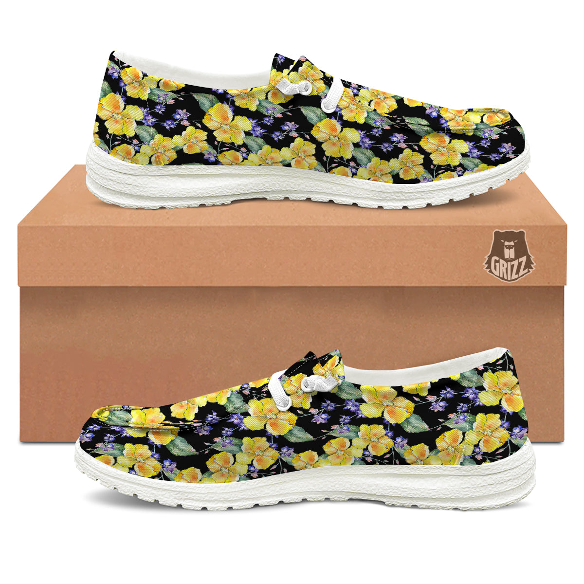 Cattleya Watercolor Print Pattern White Loafers-grizzshop