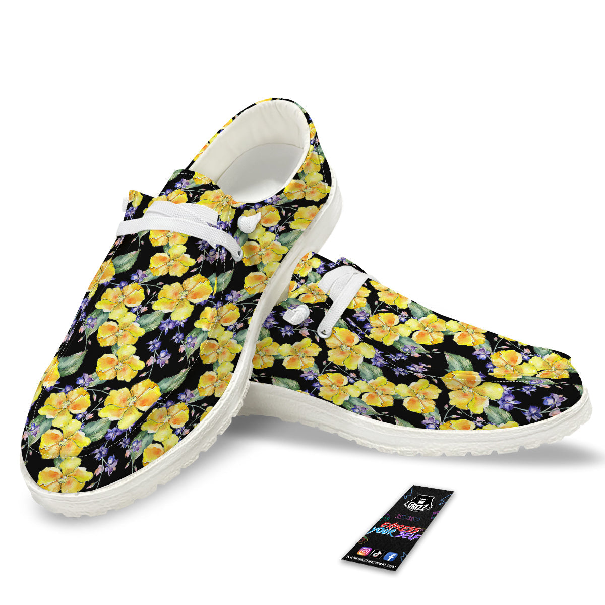 Cattleya Watercolor Print Pattern White Loafers-grizzshop