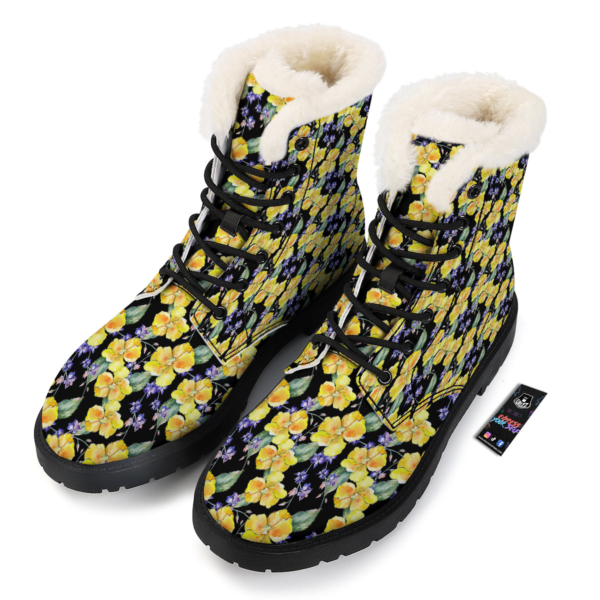 Cattleya Watercolor Print Pattern Winter Boots-grizzshop