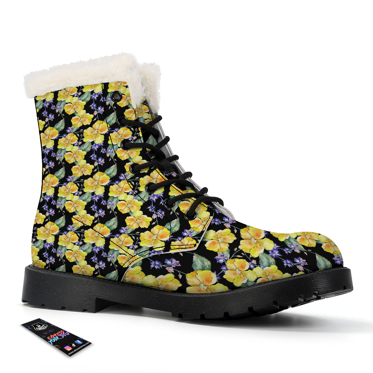 Cattleya Watercolor Print Pattern Winter Boots-grizzshop