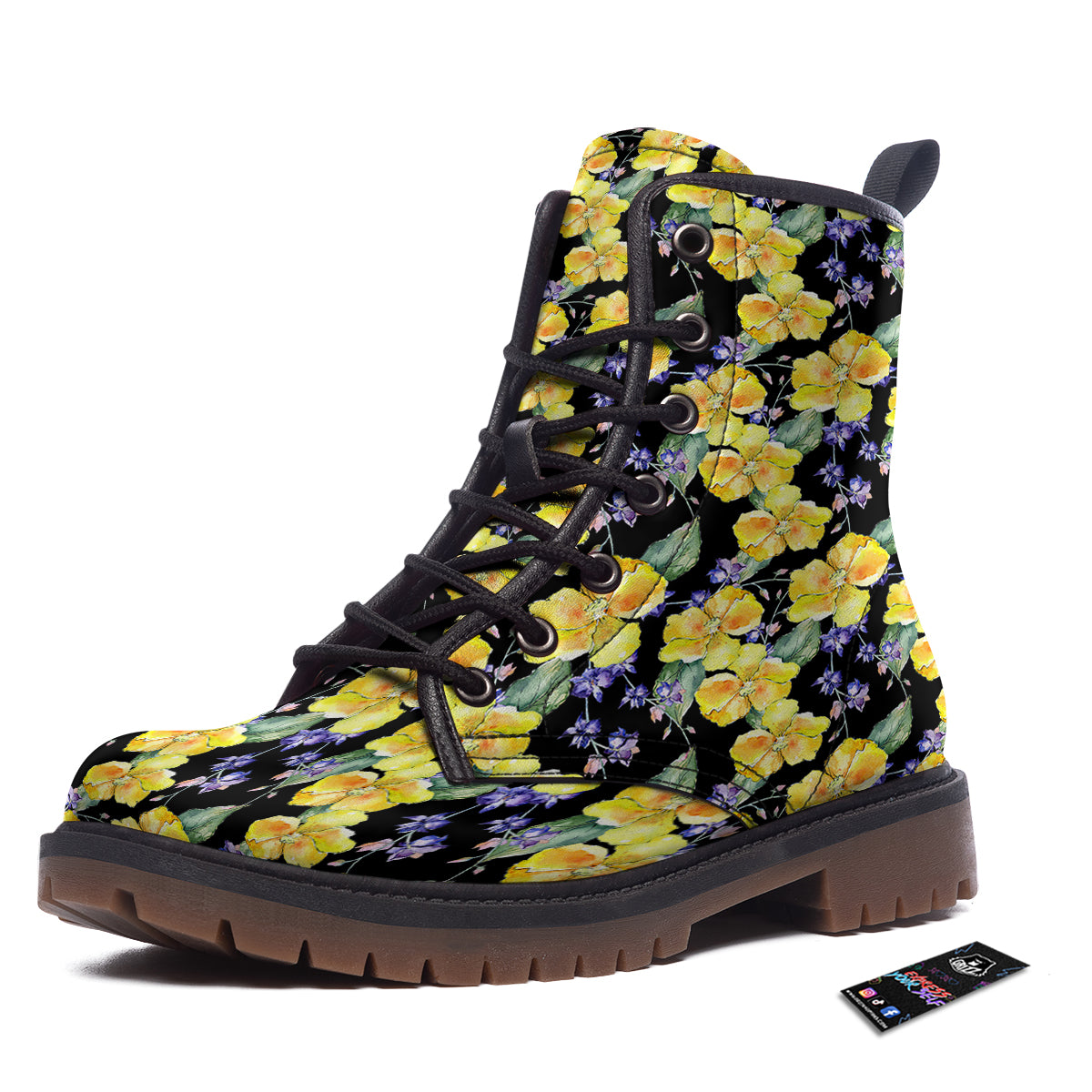 Cattleya Watercolor Print Pattern Work Boots-grizzshop