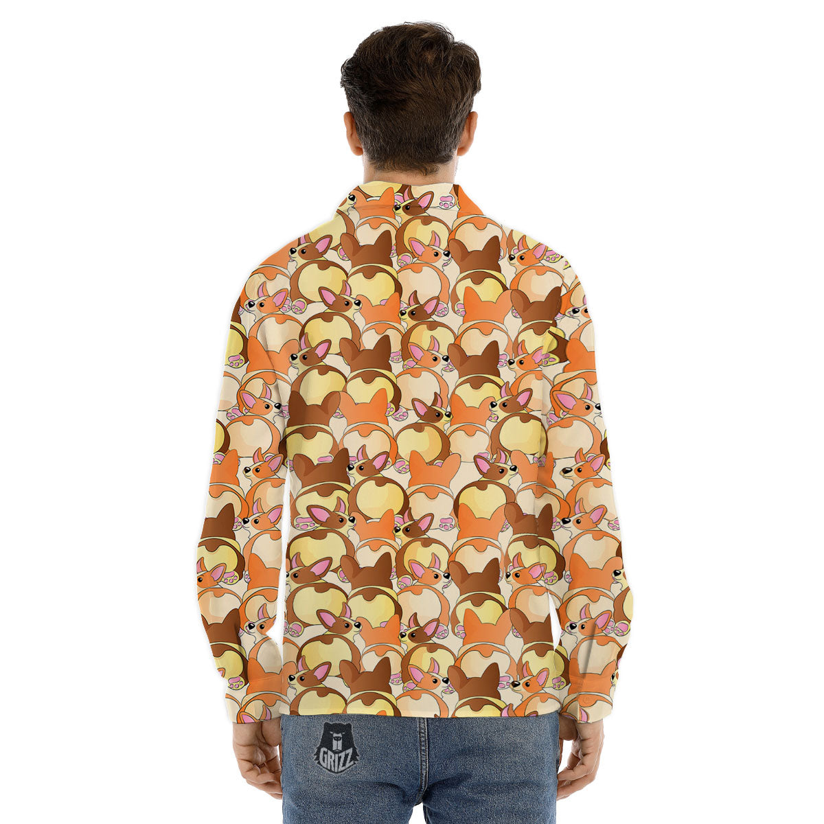 Cattleya White And Black Print Pattern Men's Dress Shirts-grizzshop