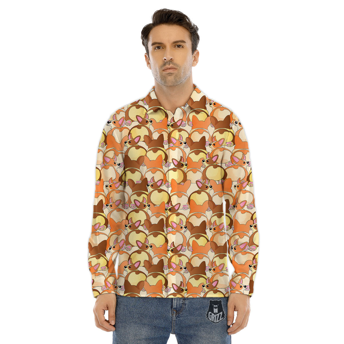 Cattleya White And Black Print Pattern Men's Dress Shirts-grizzshop