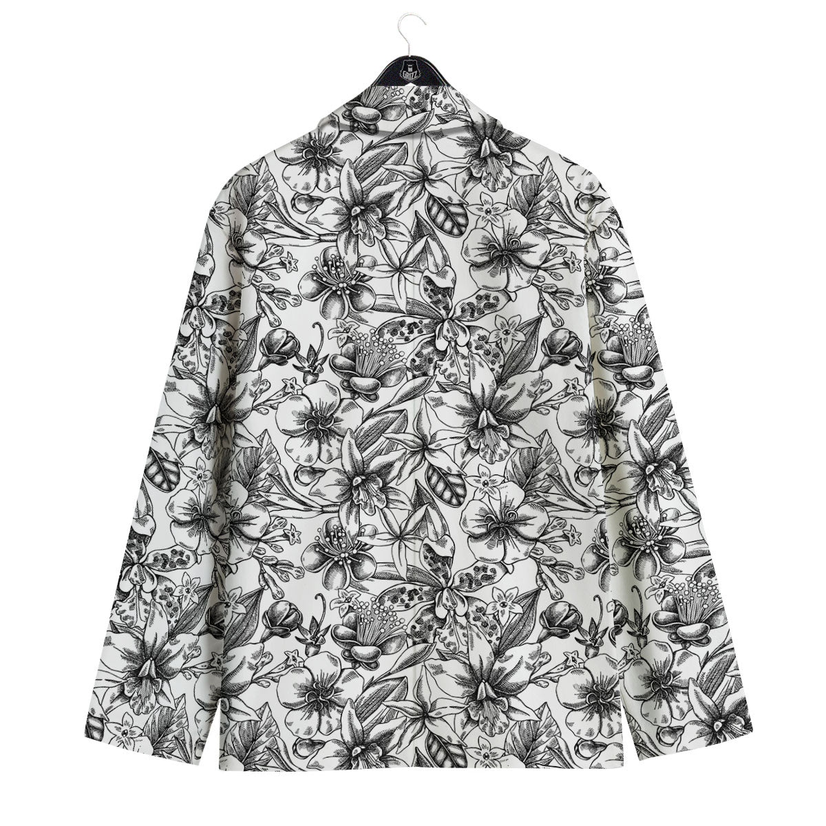 Cattleya White And Black Print Pattern Men's Sport Coat-grizzshop