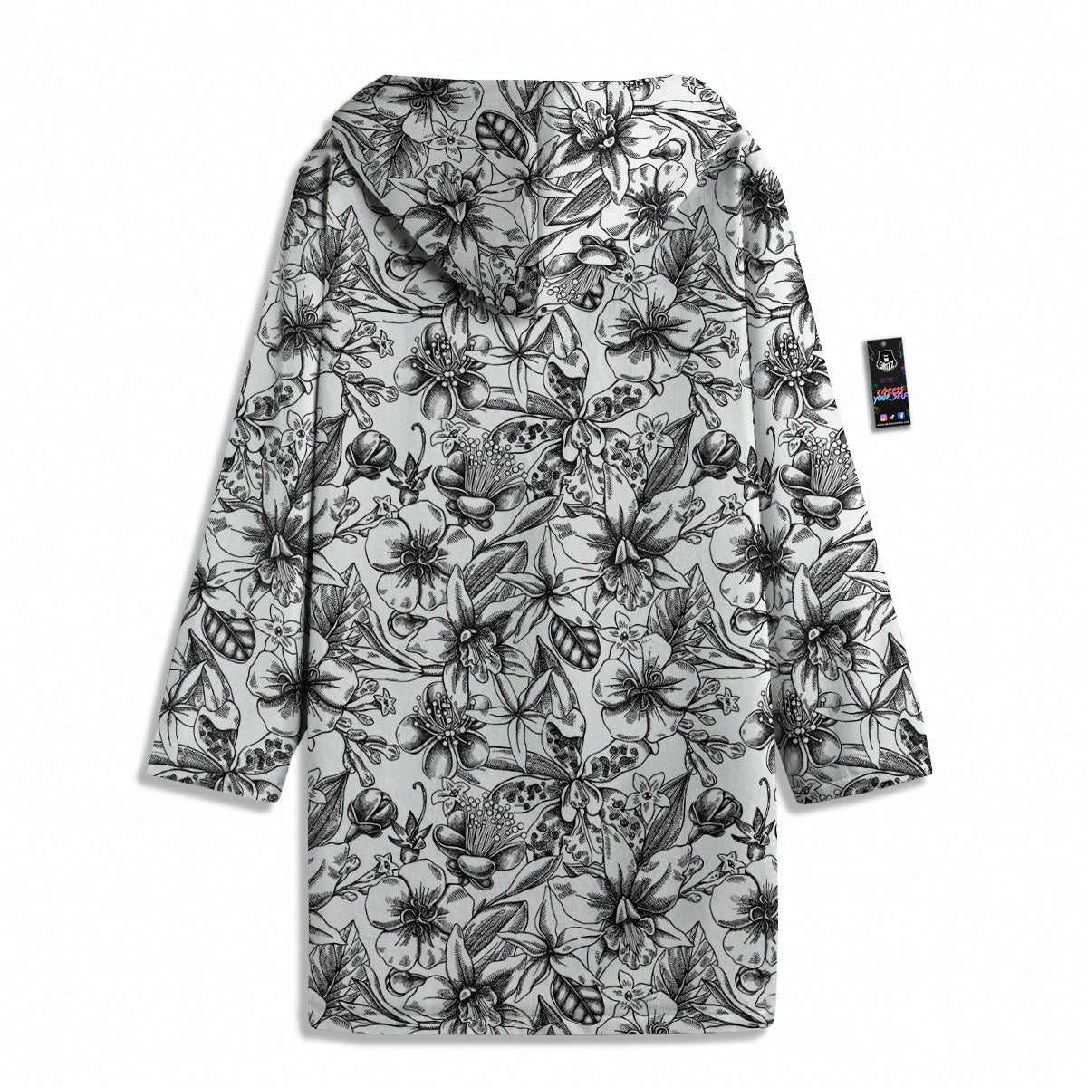 Cattleya White And Black Print Pattern Men's Windbreaker Jacket-grizzshop