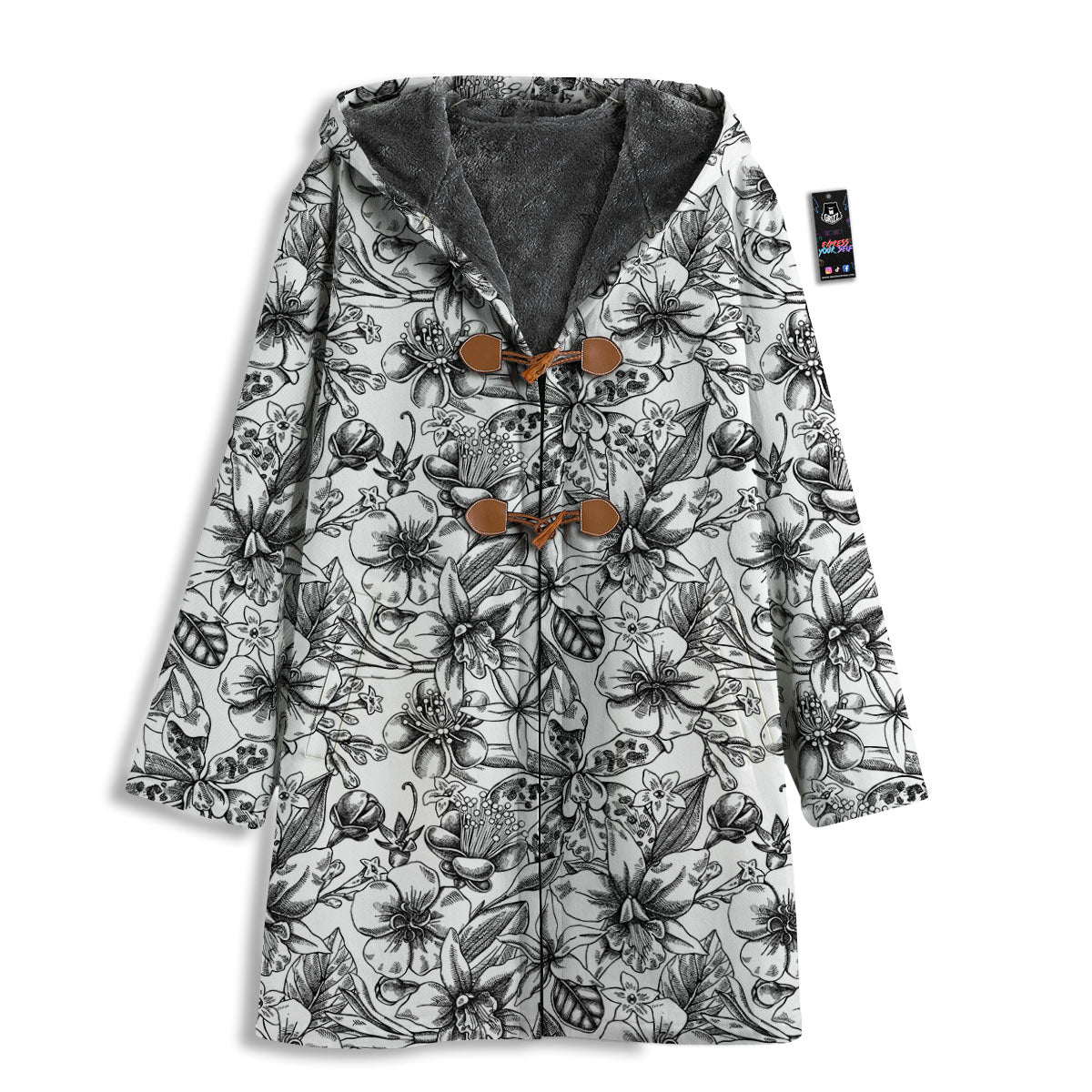 Cattleya White And Black Print Pattern Men's Windbreaker Jacket-grizzshop