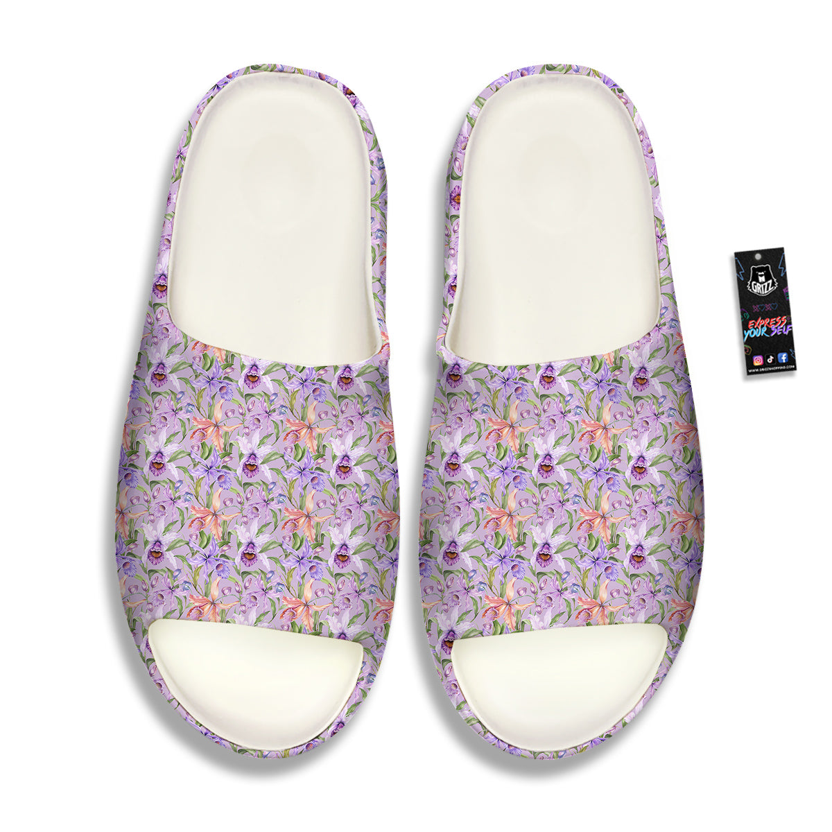Cattleya Colorful Watercolor Print Sandals-grizzshop