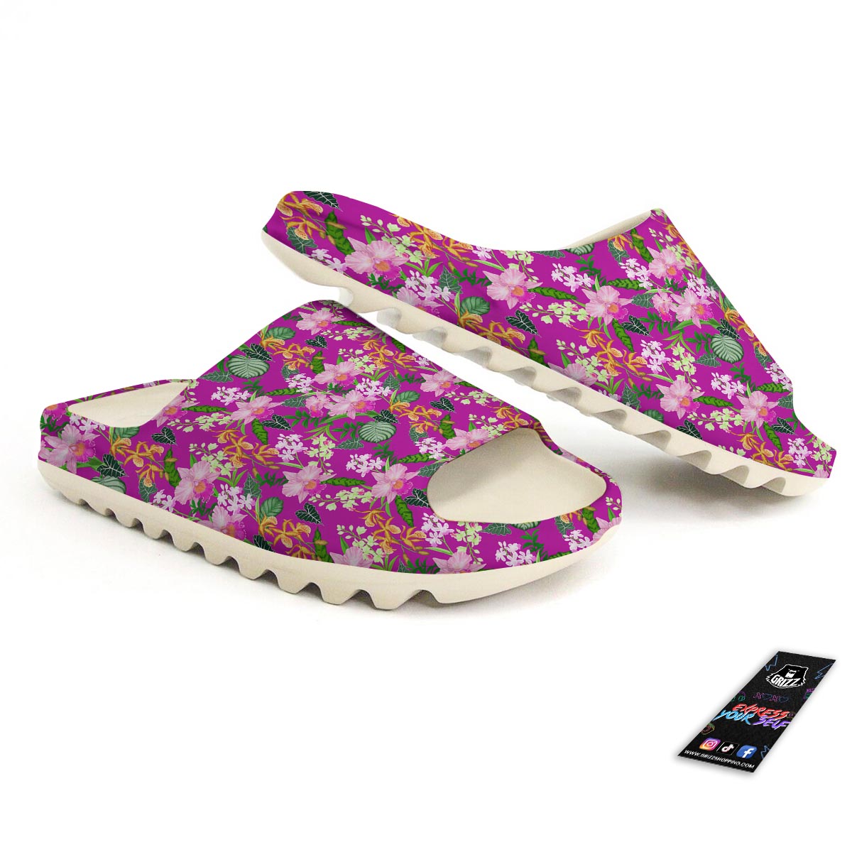 Cattleya Tropical Print Pattern Sandals-grizzshop