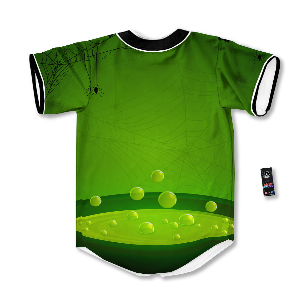 Cauldron And Witch Halloween Print Baseball Jersey-grizzshop