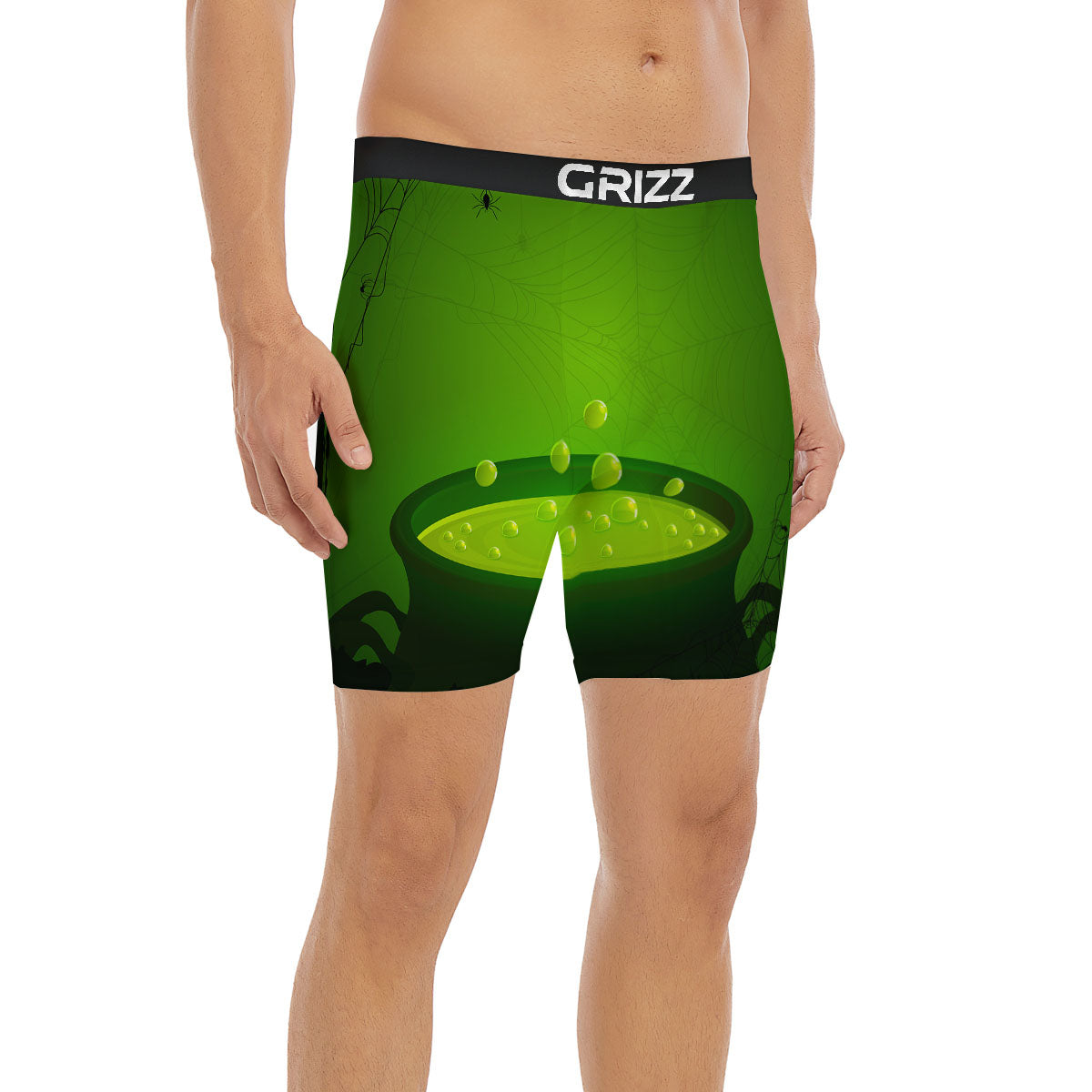 Cauldron And Witch Halloween Print Boxer Briefs-grizzshop