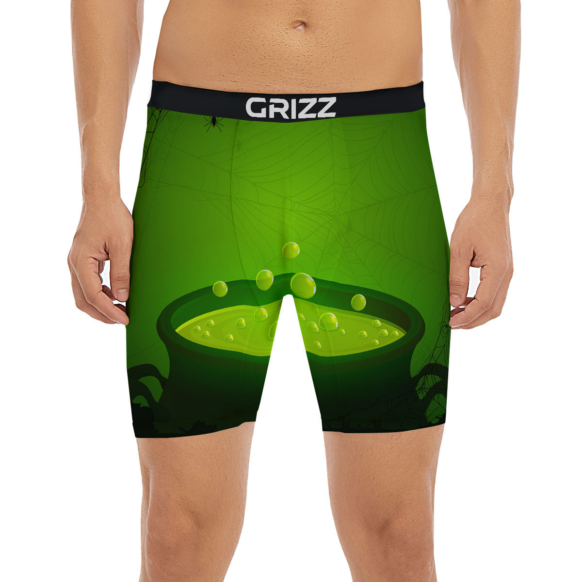 Cauldron And Witch Halloween Print Boxer Briefs-grizzshop