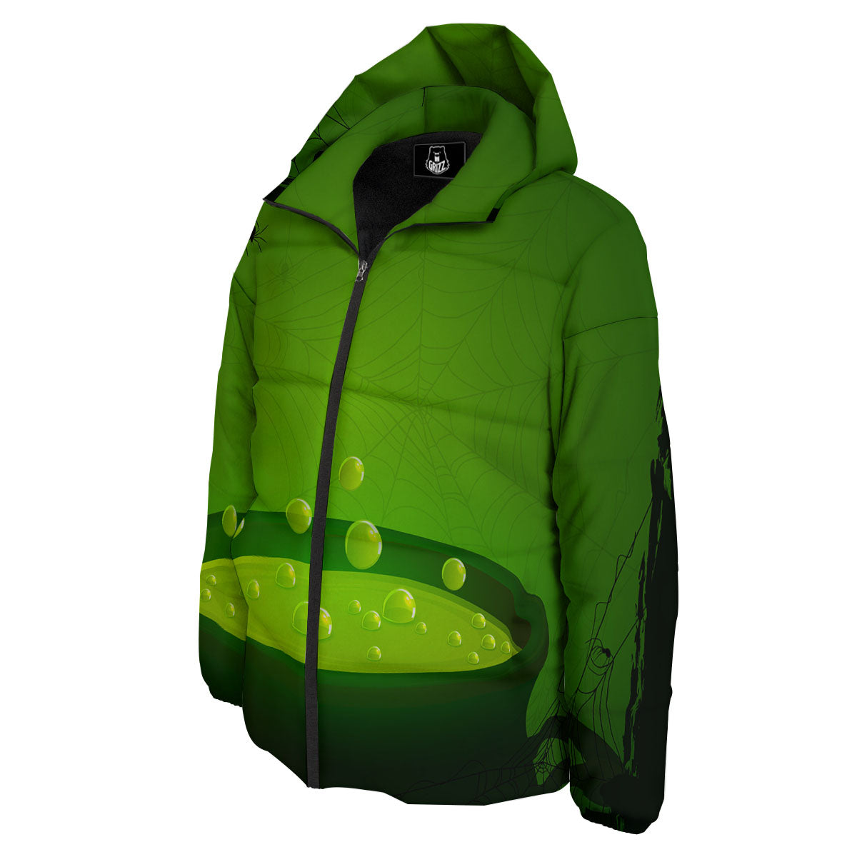 Cauldron And Witch Halloween Print Down Jacket-grizzshop